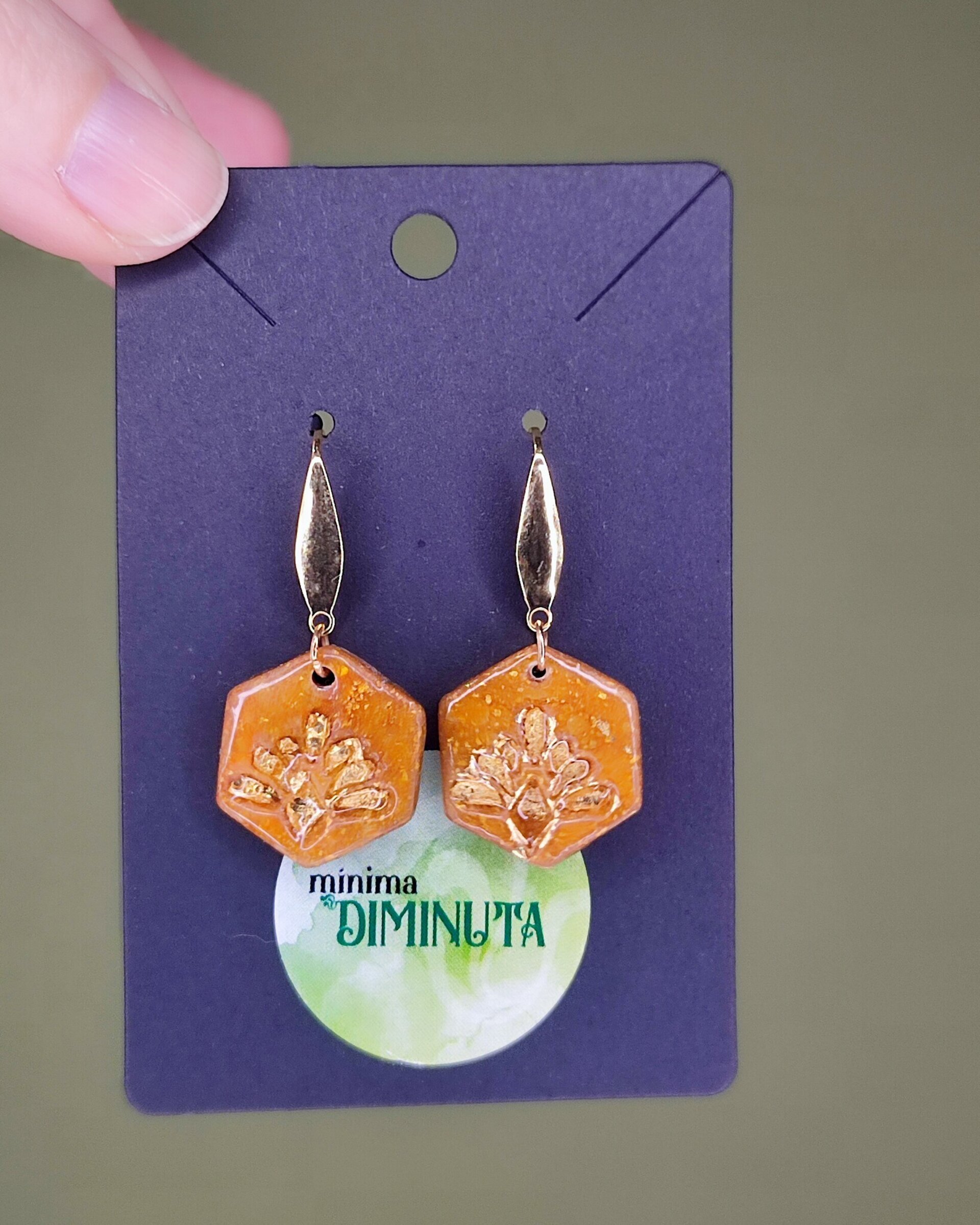 Pendientes hexágonos piedra sol - 1