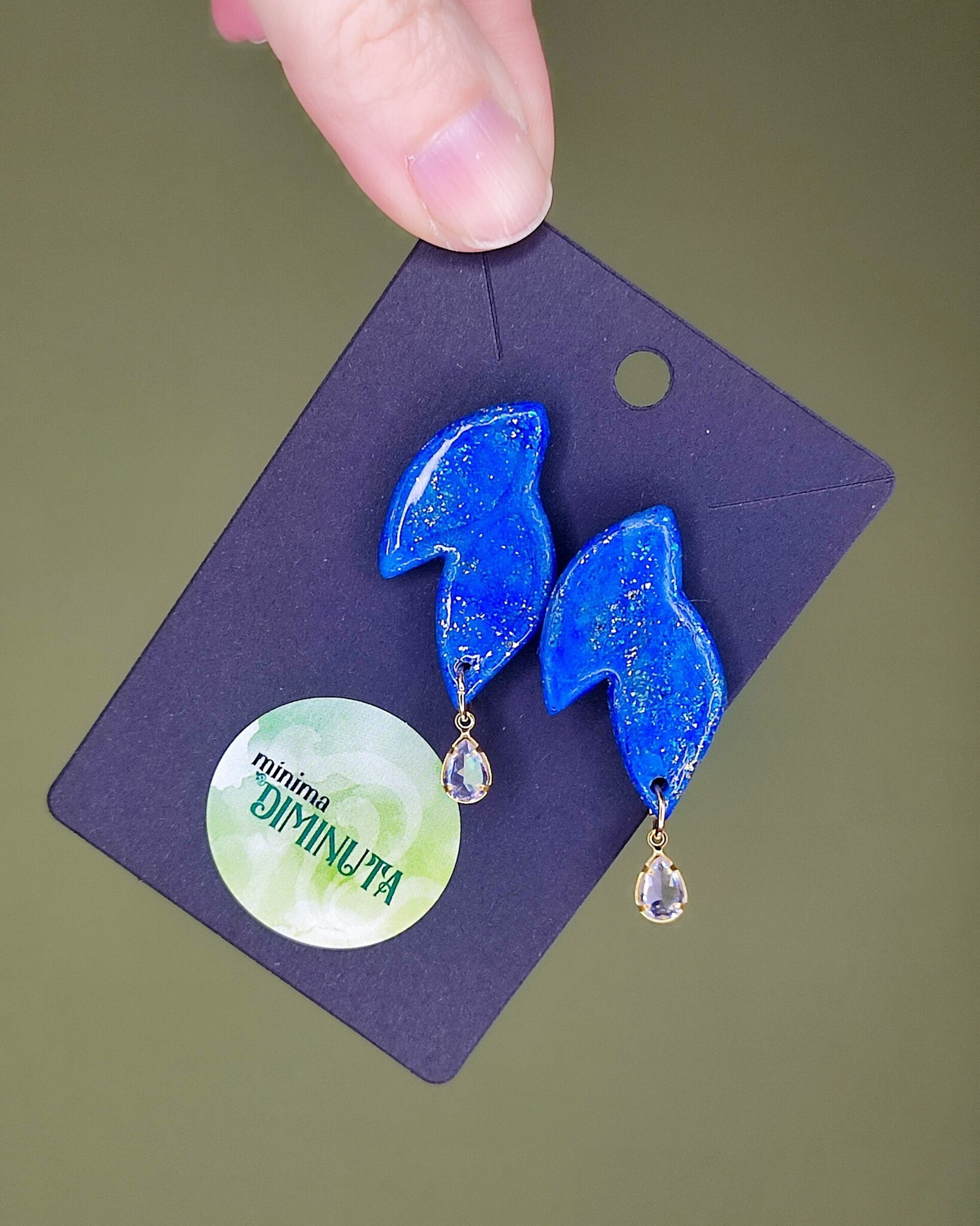 Pendientes doble hoja azul - 1