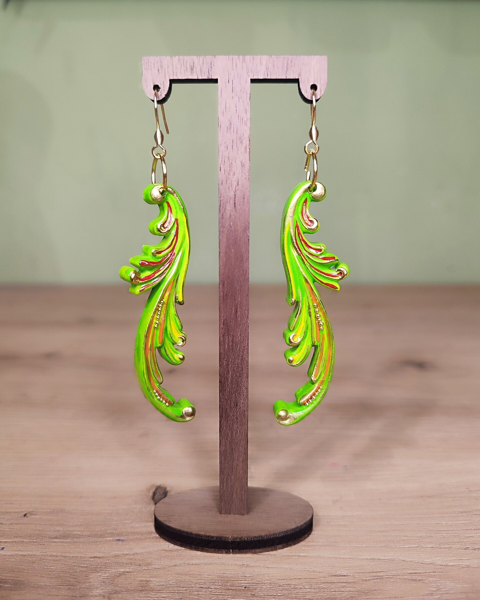 Pendientes filigrana verde manzana - 2