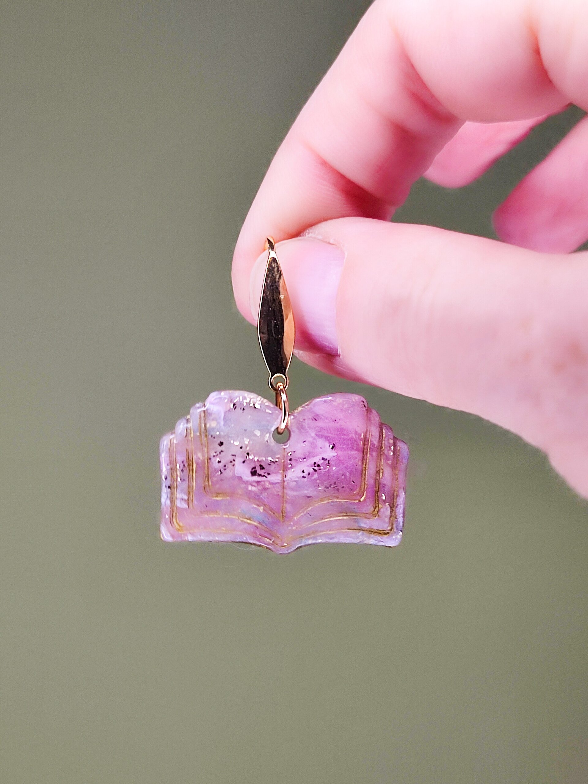 Pendientes libros mármol rosa - 1