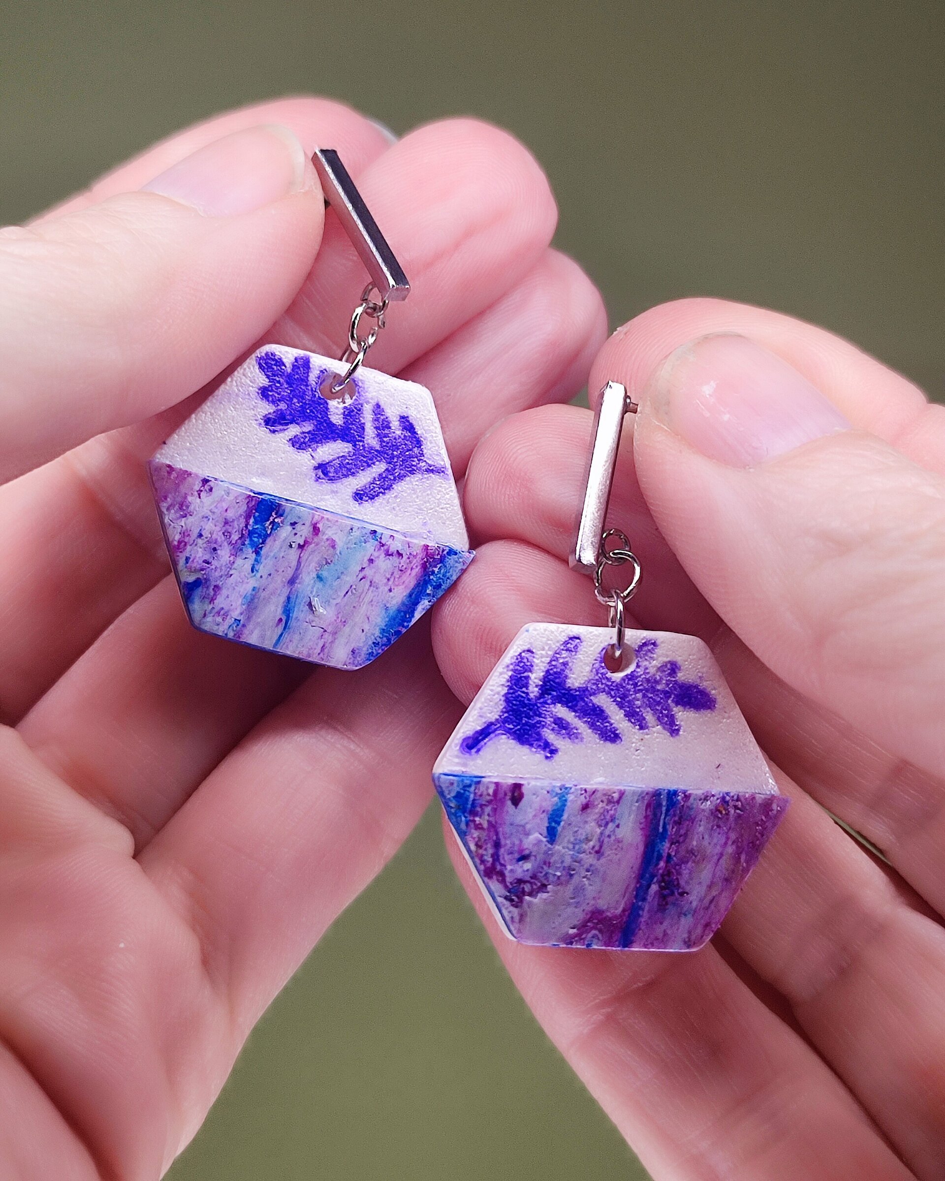 Pendientes hexágono en relieve - 2