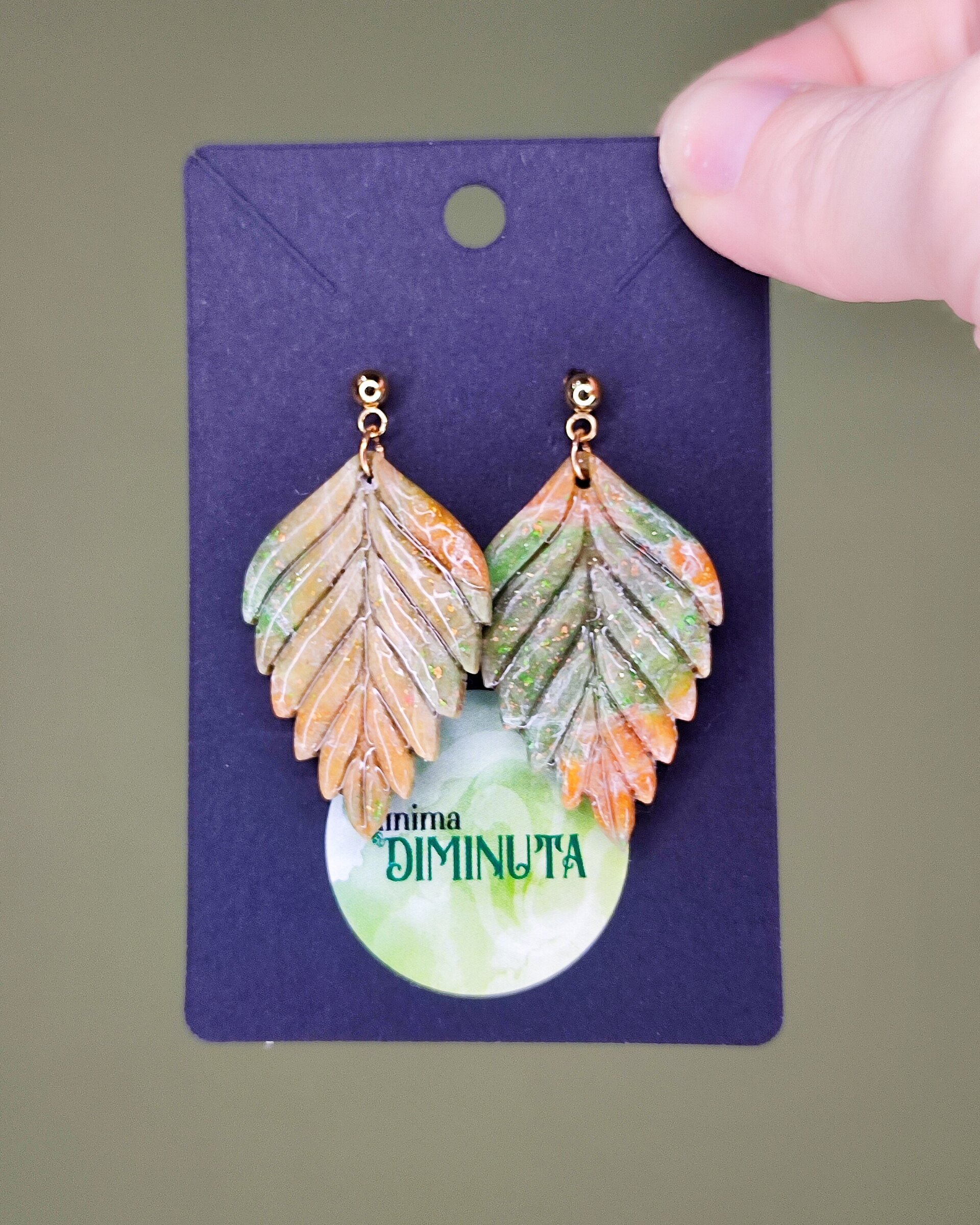 Pendientes hojas verdes y naranjas - 1