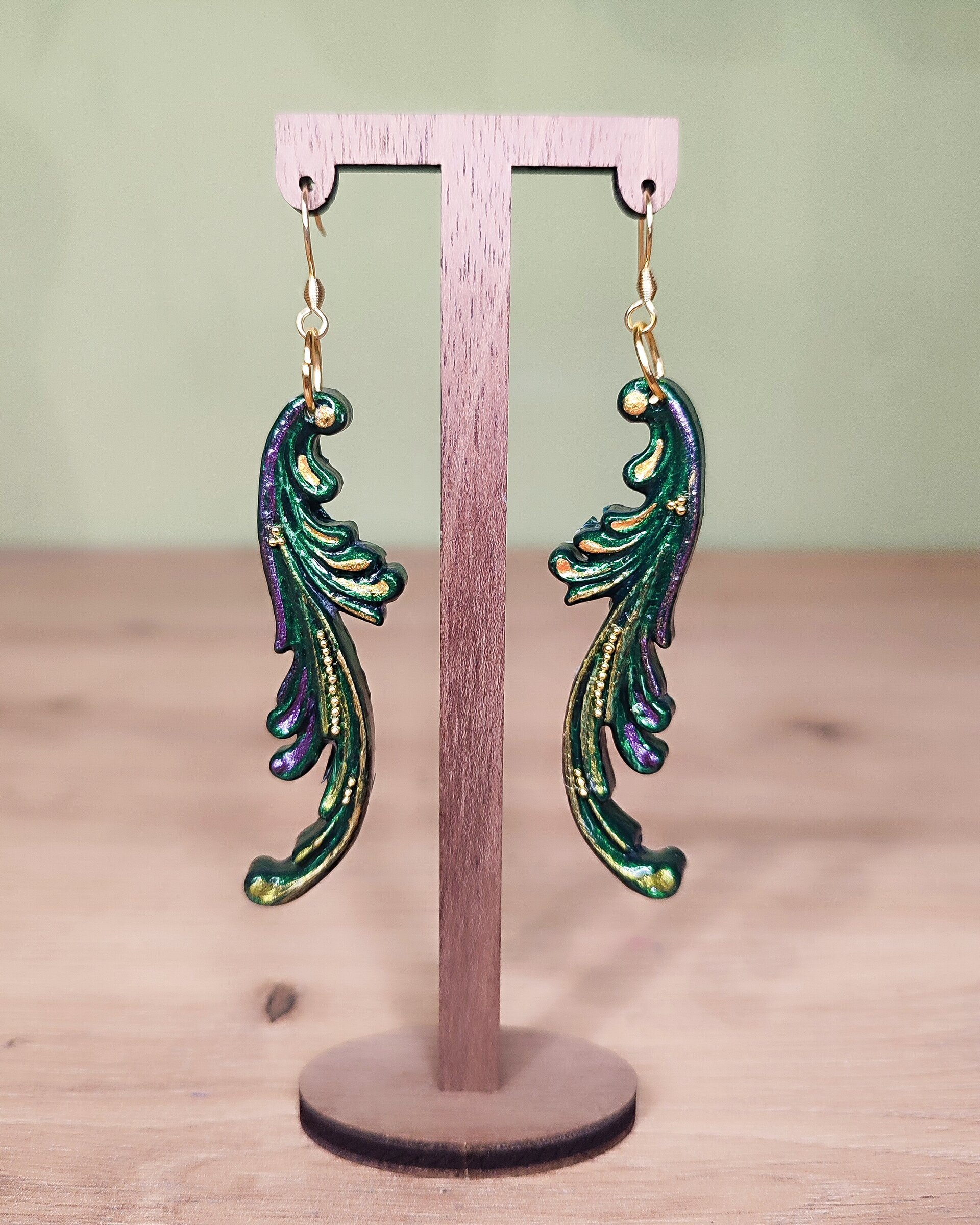 Pendientes filigrana verde oscuro - 2