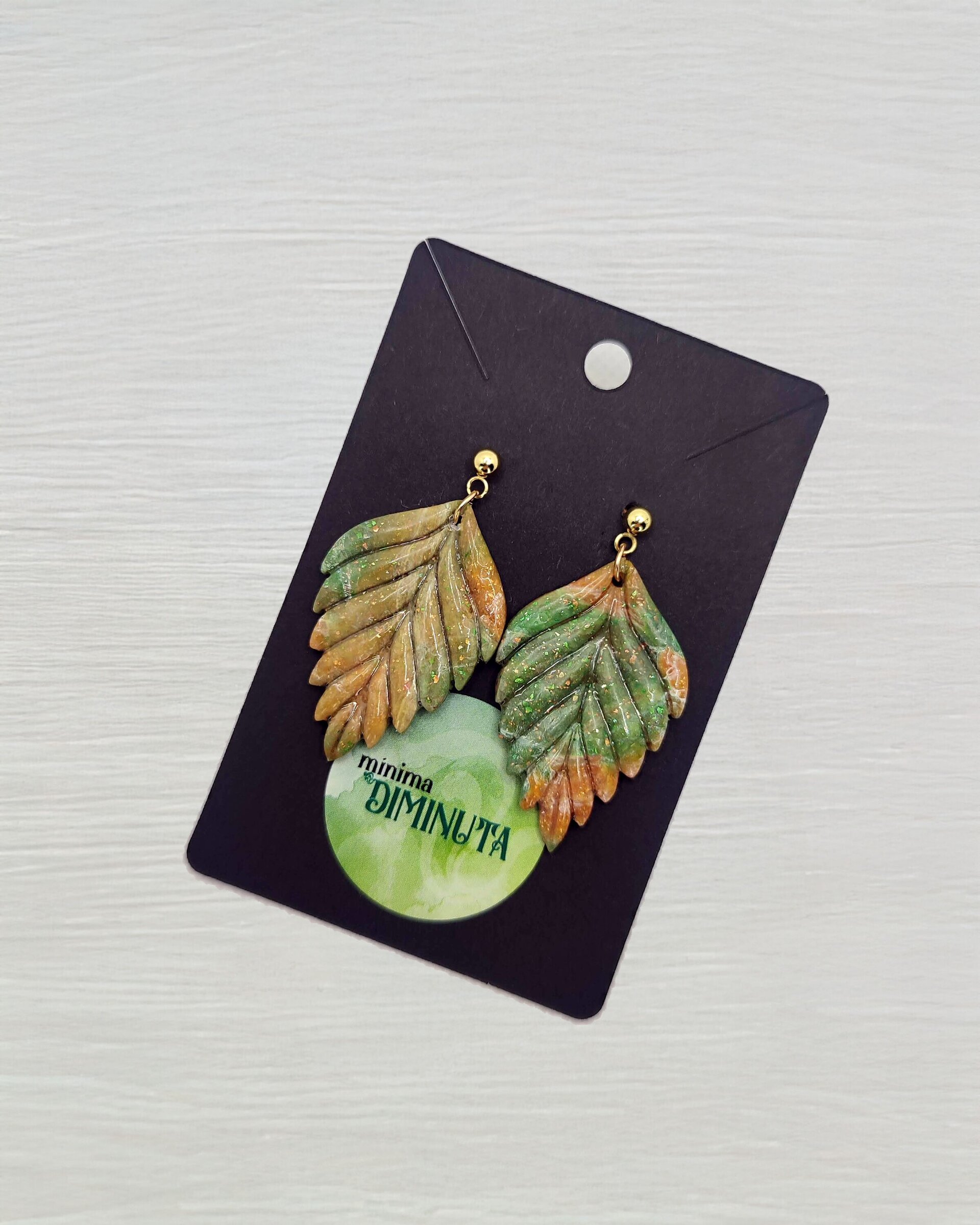 Pendientes hojas verdes y naranjas - 2