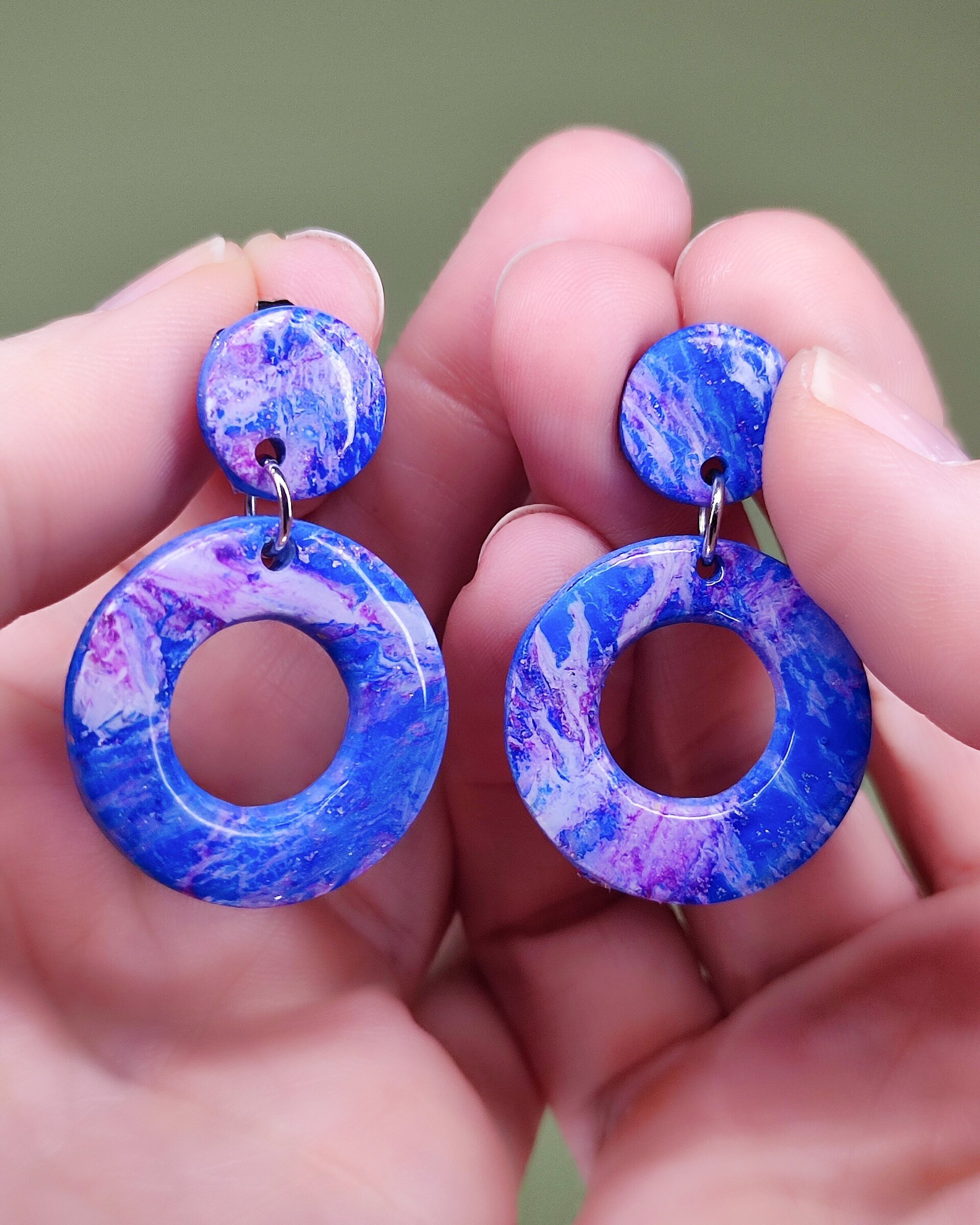Pendientes aros grandes azules - 2