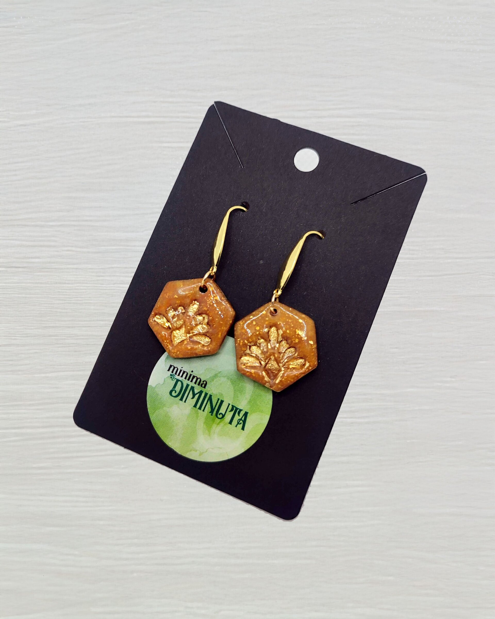 Pendientes hexágonos piedra sol - 2