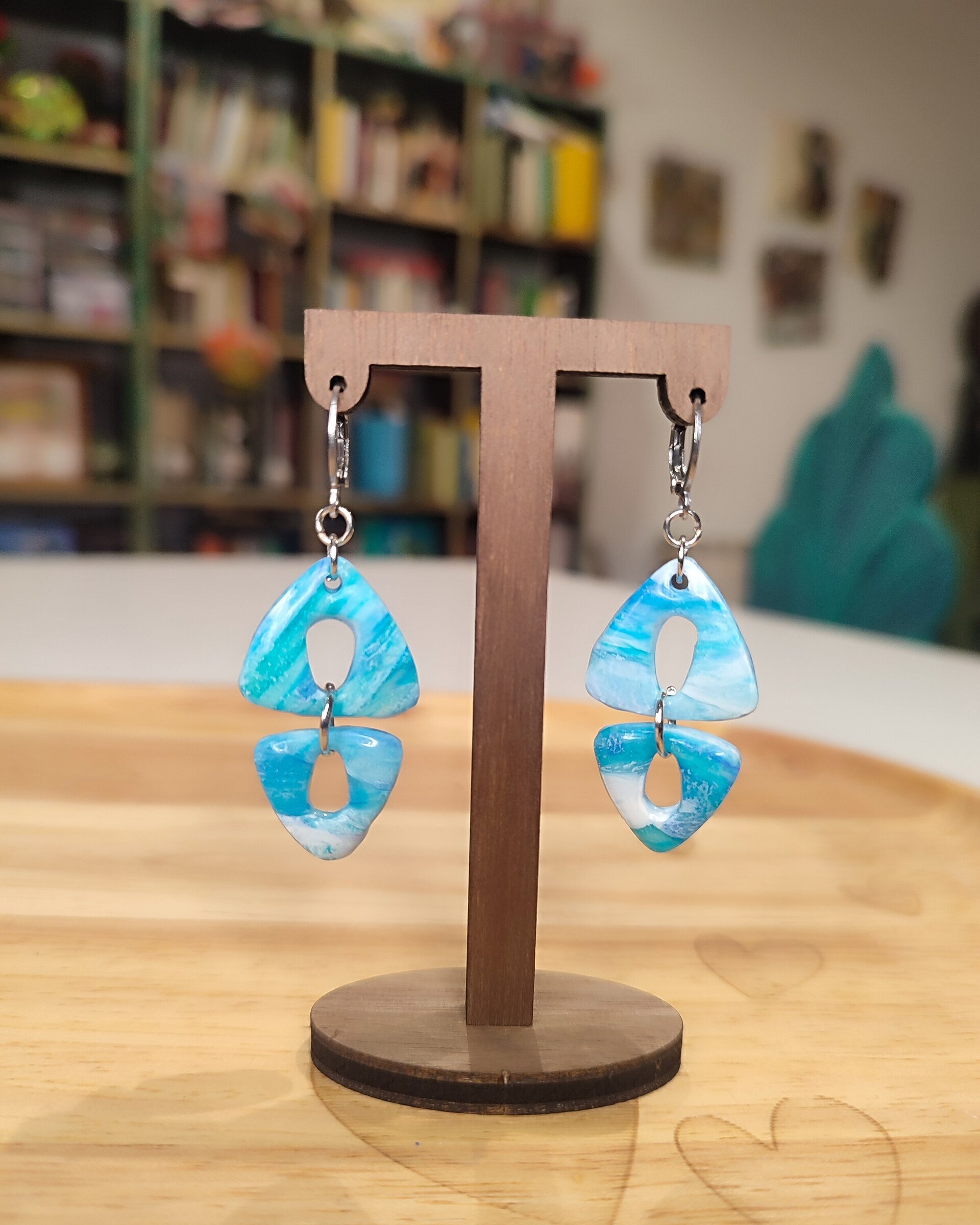 Pendientes doble triángulo de mar - 2